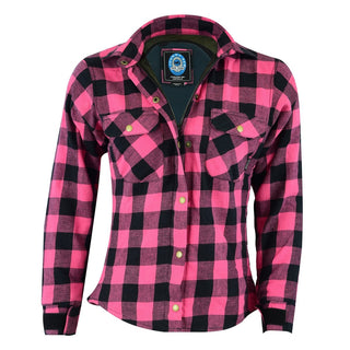 Johhny Reb Pink flannel motorcycle jacket with armour